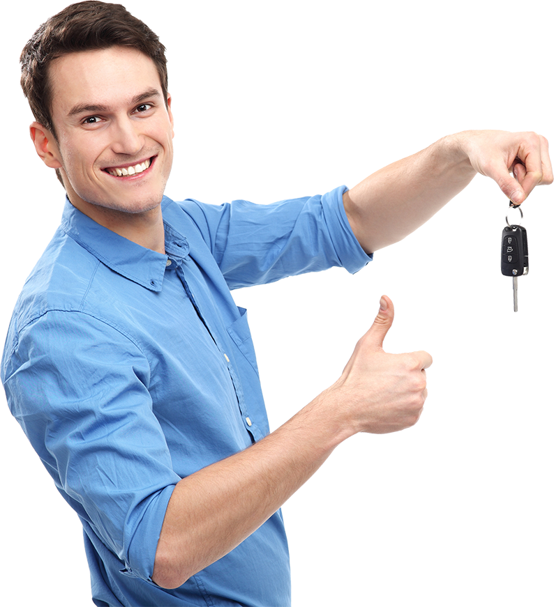 man with key facing right